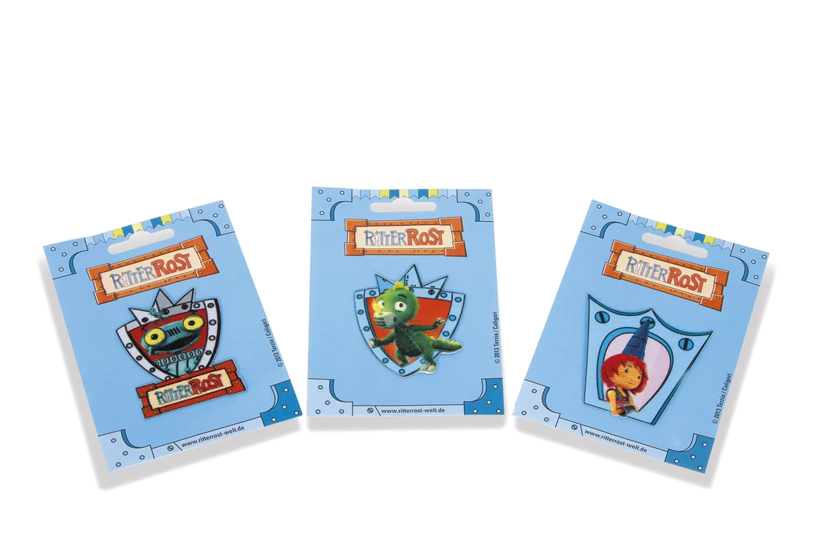 small foot Iron Patches for Clothes (3 pcs), Ritter Rost/Shield - image 1
