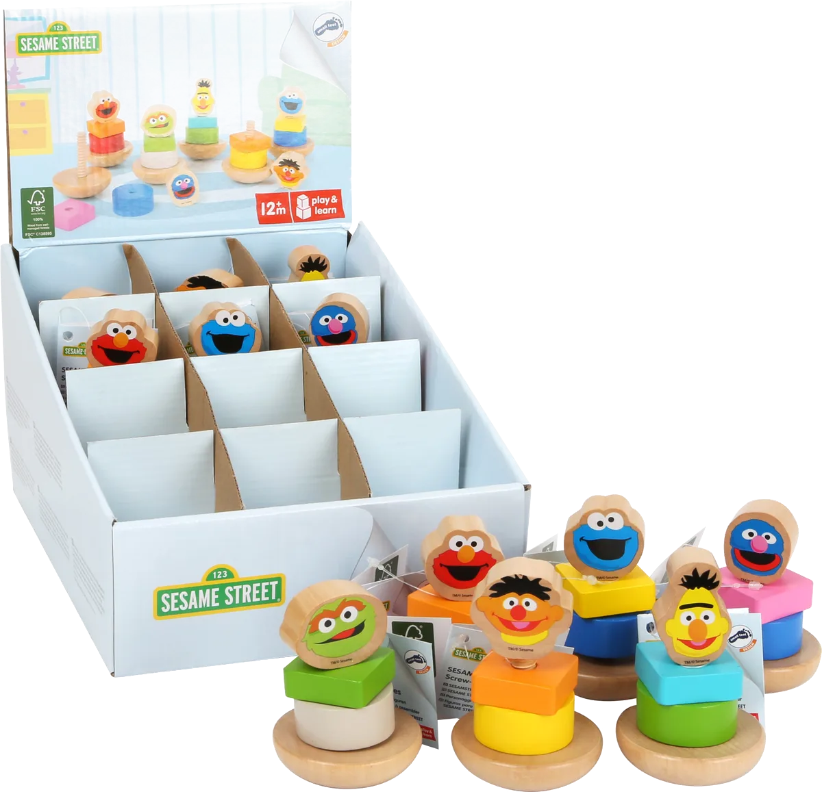 small foot Display Screw Figures (12 pcs), SESAME STREET - image 1