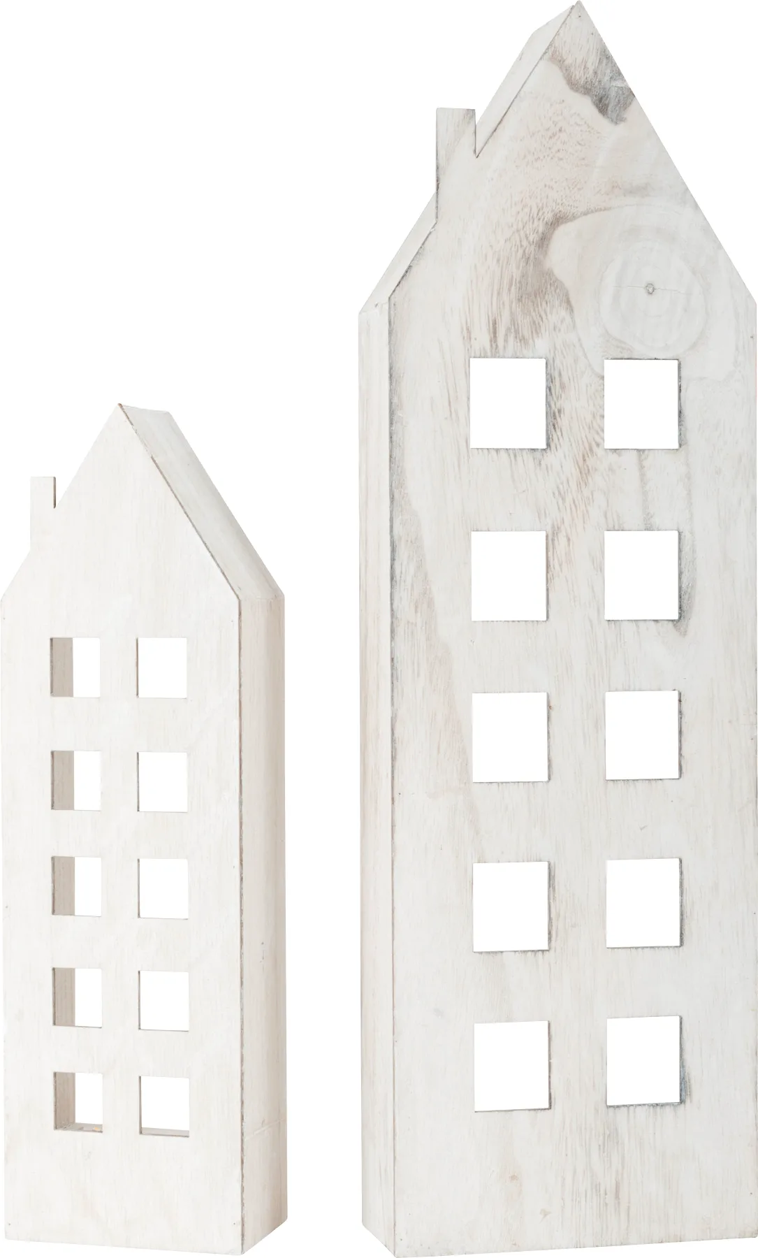 small foot High-rise building with LED Light (2 pcs), Shabby-Chic - image 1