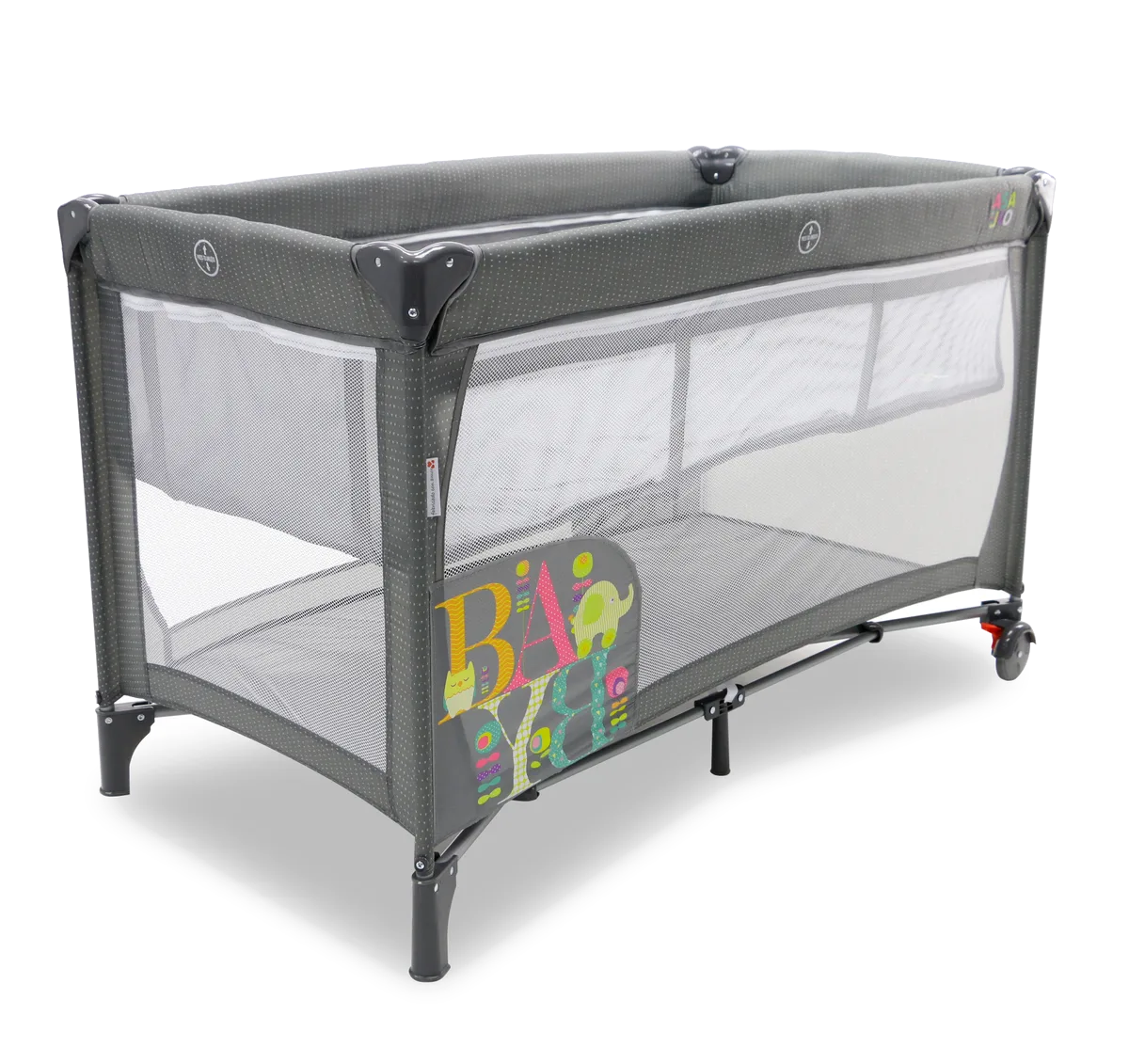 Asalvo Travel Cot Smooth with Insert, Grey - image 1