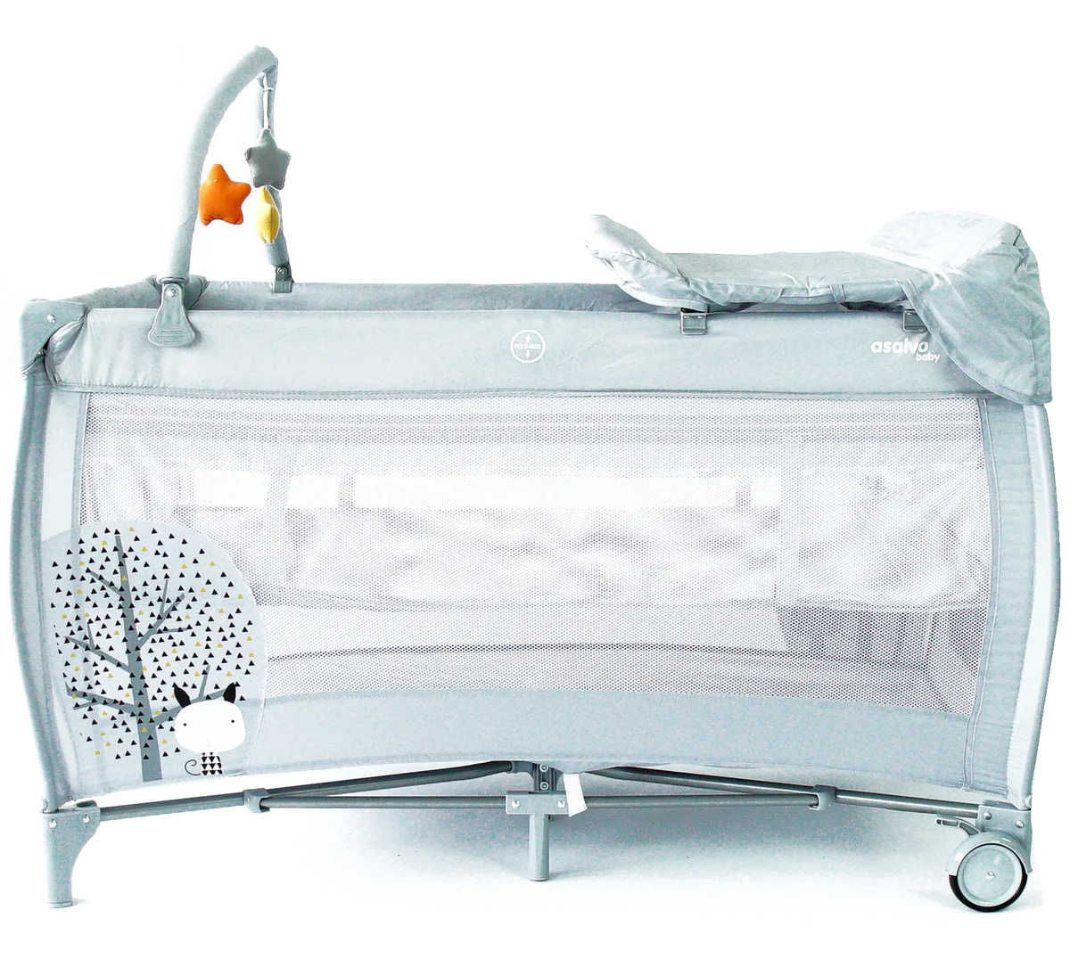 Asalvo Travel Cot Complete with Insert, Changing Table and Opening, Nordic - image 1