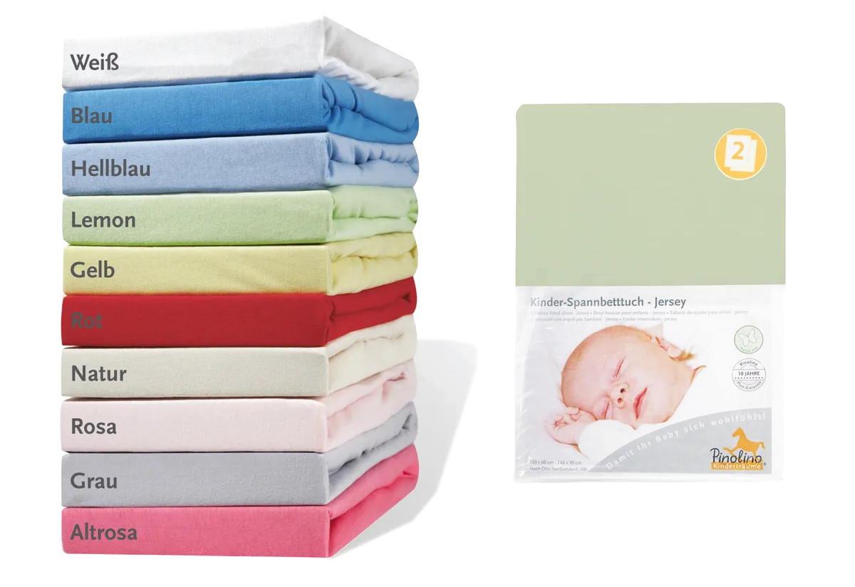 Pinolino Stretchy Sheet for Baby- and Junior beds 2 pcs, Jersey / Lemon - image 1