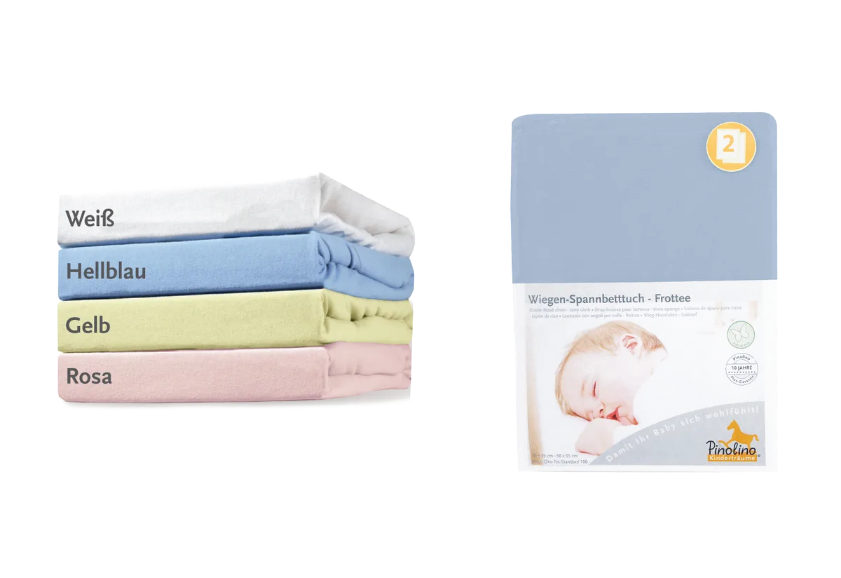 Pinolino Stretchy Ssheet for Cradle, Bedside Crib and Pram 2 pcs. , Terry / LightBlue - image 1