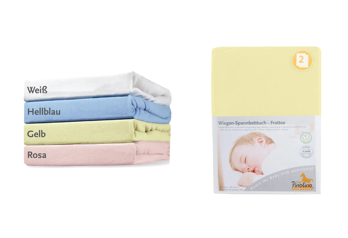 Pinolino Stretchy Ssheet for Cradle, Bedside Crib and Pram 2 pcs. , Terry / Yellow - image 1