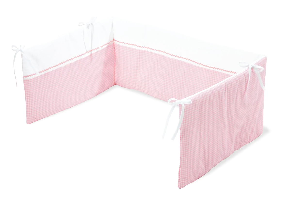 Pinolino Bed Bumper for Cot 165x28cm, Vichy Caro / Pink - image 1