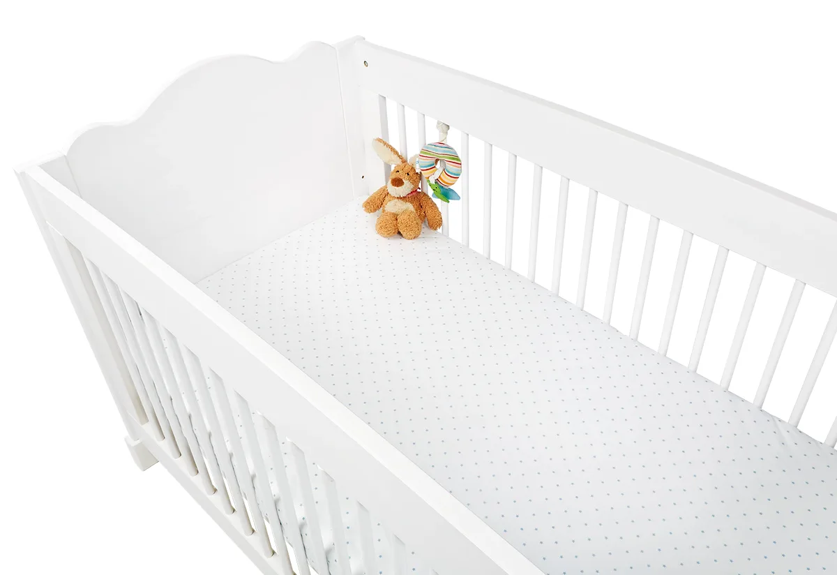 Pinolino Fitted sheets for cot beds in twin pack 'Sternchen', jersey, light blue and plain white - image 1