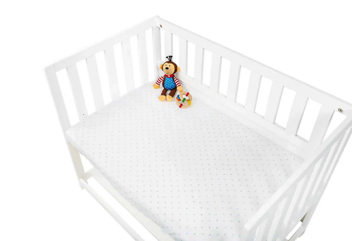 Pinolino Fitted sheets for cradles, add-on bedsand prams in twin pack 'Sternchen', jersey, light blue and plain white - image 1