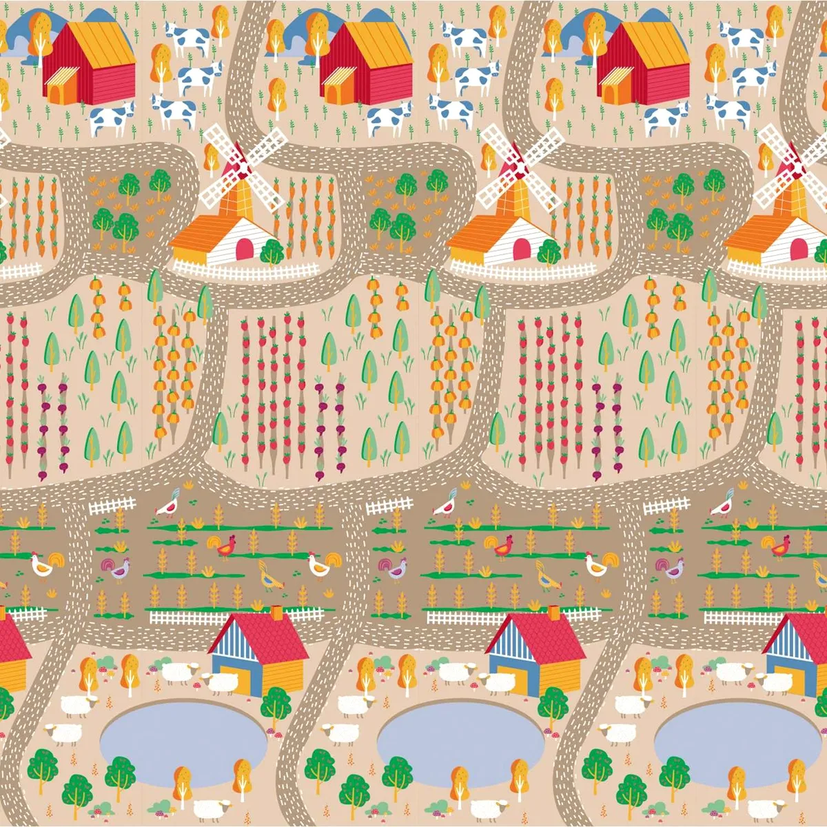 Asalvo Folding Play Mat 200 X 180 cm, Farm-City - image 1