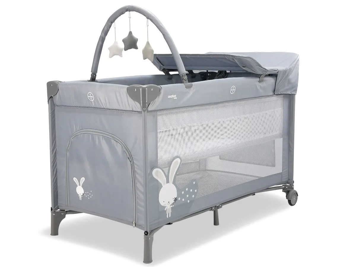 Asalvo Travel cot complete Rabbit, Grey - image 1